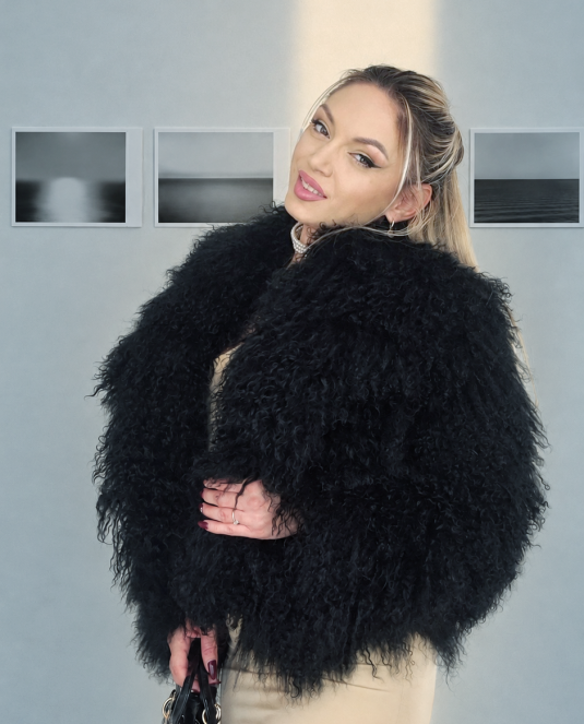 Дамски кожух естествена кожа  BLACK AURA